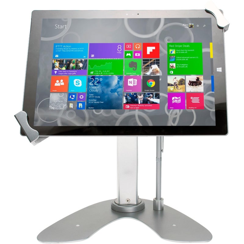 CTA Digital Universal Dual Kiosk â€“ CTA Universal Dual Security Kiosk with Locking Holder & Anti-Theft Cable for iPad 10th Gen 10.9" - iPad 10.2" 7/8/9 Gen - Surface Pro 4 - Surface Go 3 & More - Silver (PAD-UATP) - Image 2